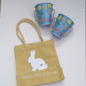 New Easter Bunny Jute Bag and Egg Buckets Bundle